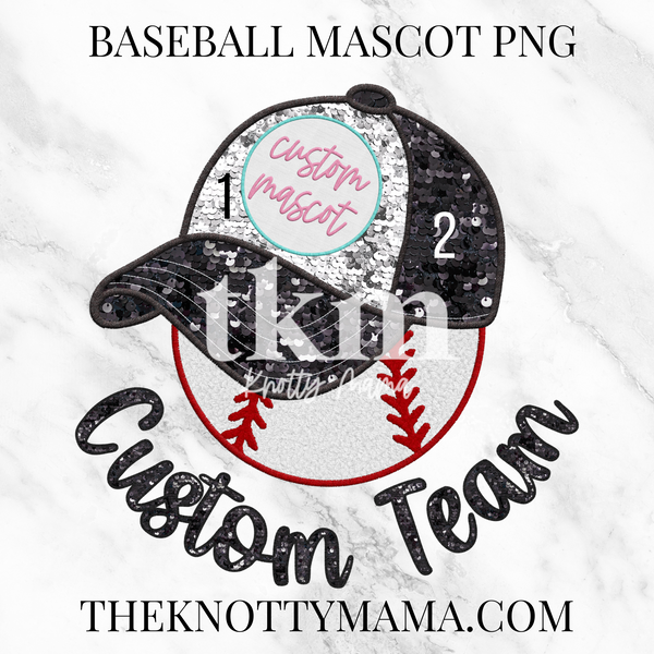 Custom Faux Embroidered Baseball Bling PNG