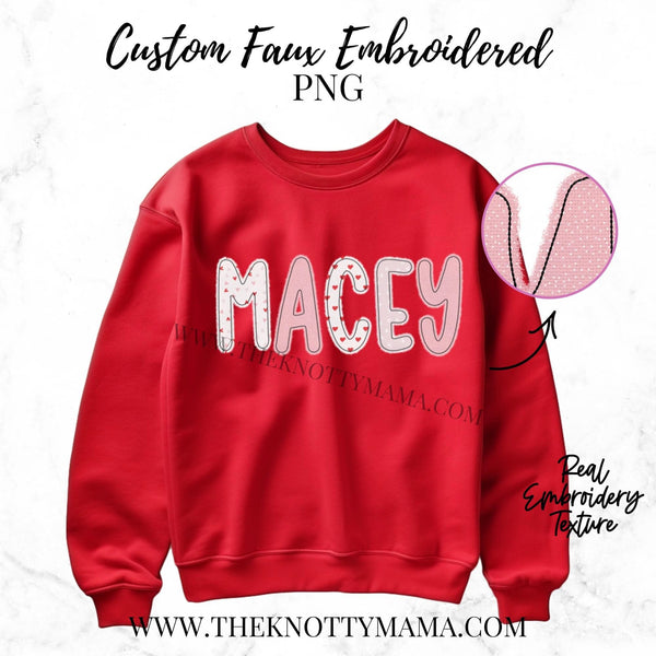 Custom Pink Distressed Valentine's Faux Applique PNG