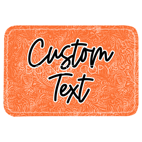 Orange Tooled Leather Patch