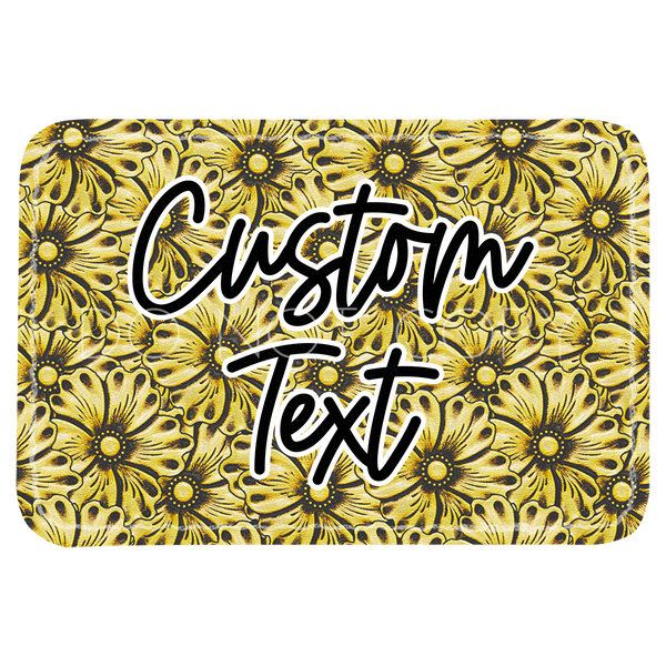 Yellow Floral Tooled Leather Patch