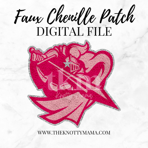Pink Faux Chenille Knights Mascot PNG