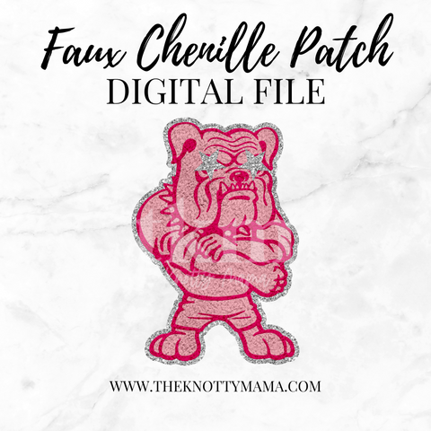Pink Faux Chenille Fighting Bulldog Mascot PNG