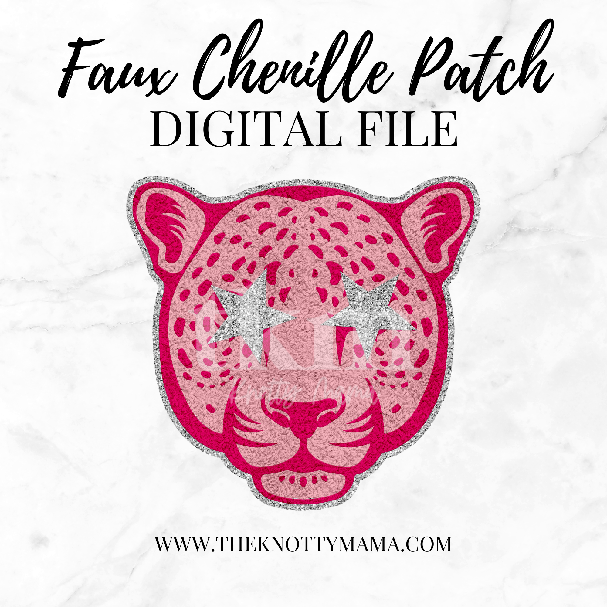 Pink Faux Chenille Leopard/Jaguar Mascot PNG