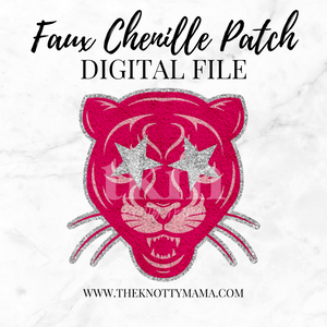 Pink Faux Chenille Panther Head Mascot PNG