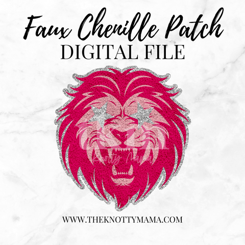 Pink Faux Chenille Roaring Lion Mascot PNG