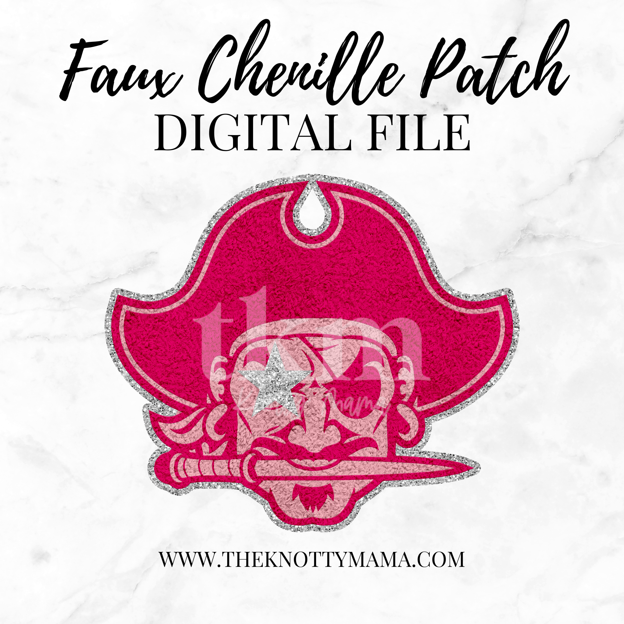 Pink Faux Chenille Pirate Mascot PNG