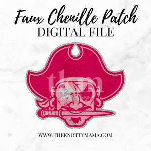 Pink Faux Chenille Pirate Mascot PNG