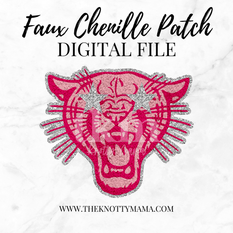 Pink Faux Chenille Panthers Mascot PNG