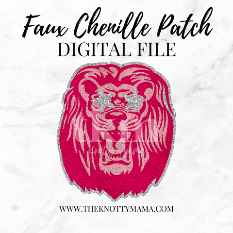 Pink Faux Chenille Vintage Lion Mascot PNG