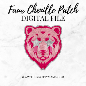 Pink Faux Chenille Grizzly/Bear Mascot PNG