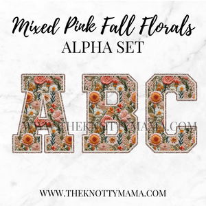 Mixed Pink Fall Floral Alpha Set PNG