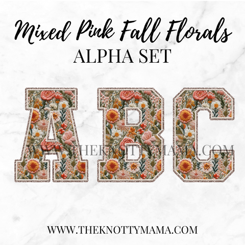 Mixed Pink Fall Floral Alpha Set PNG