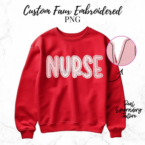 Nurse Faux Applique Pink Heart Scheme PNG