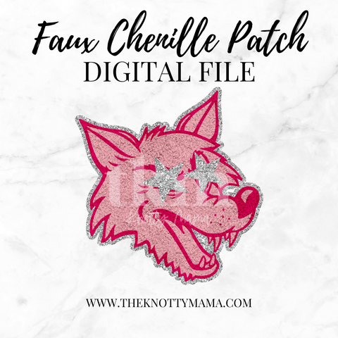 Pink Faux Chenille Wolf Mascot PNG