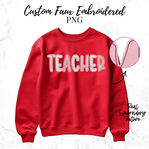 Teacher Faux Applique Pink Heart Scheme PNG