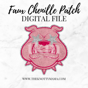 Pink Faux Chenille Bulldog Mascot PNG