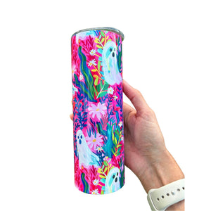 20oz Hot Pink Preppy Ghosts Tumbler