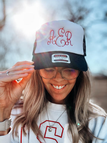 Baseball Monogram Embroidered Trucker Hat