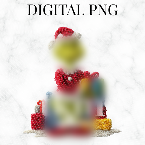 Plush Green Man Character Presents Stack PNG
