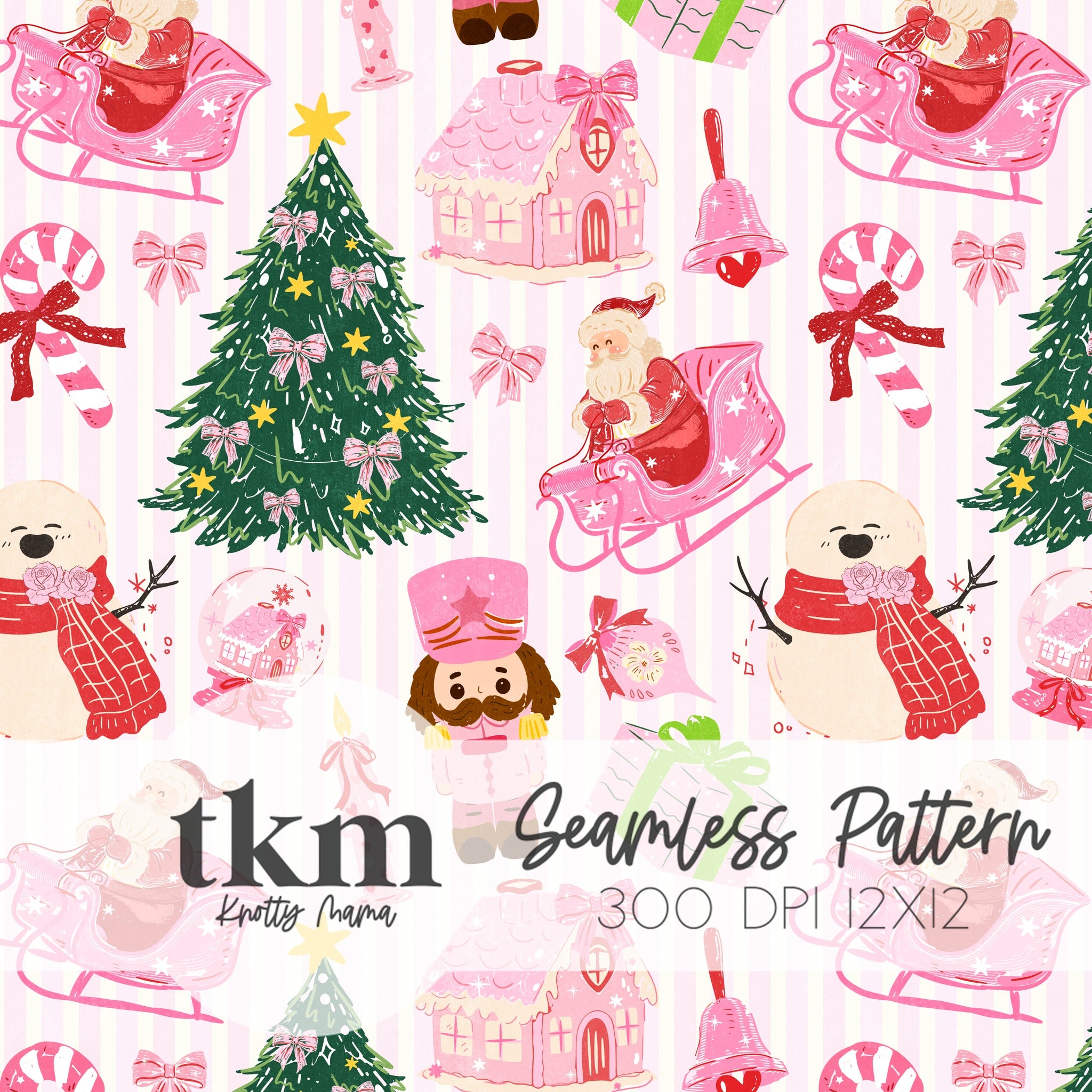 Pink Retro Christmas Seamless Pattern