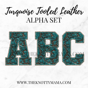 Turquoise Tooled Leather Alpha Set PNG