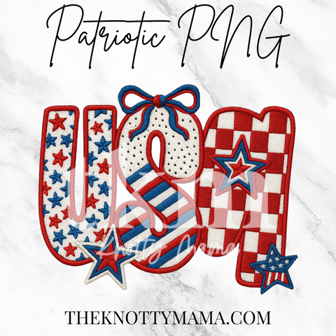 USA Faux Embroidered PNG