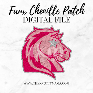 Pink Faux Chenille Bronco/Mustang Mascot PNG