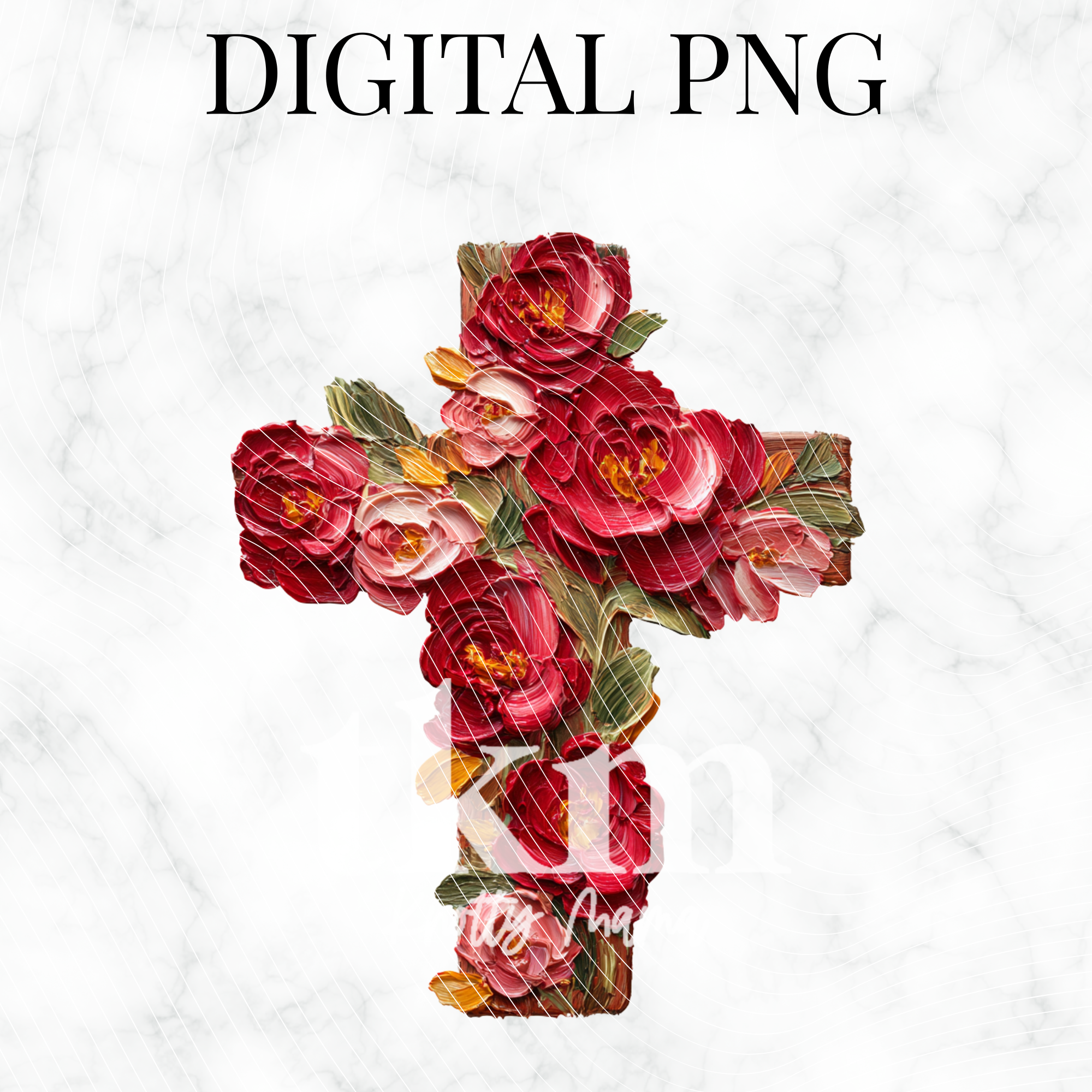 Painted Floral Cross PNG