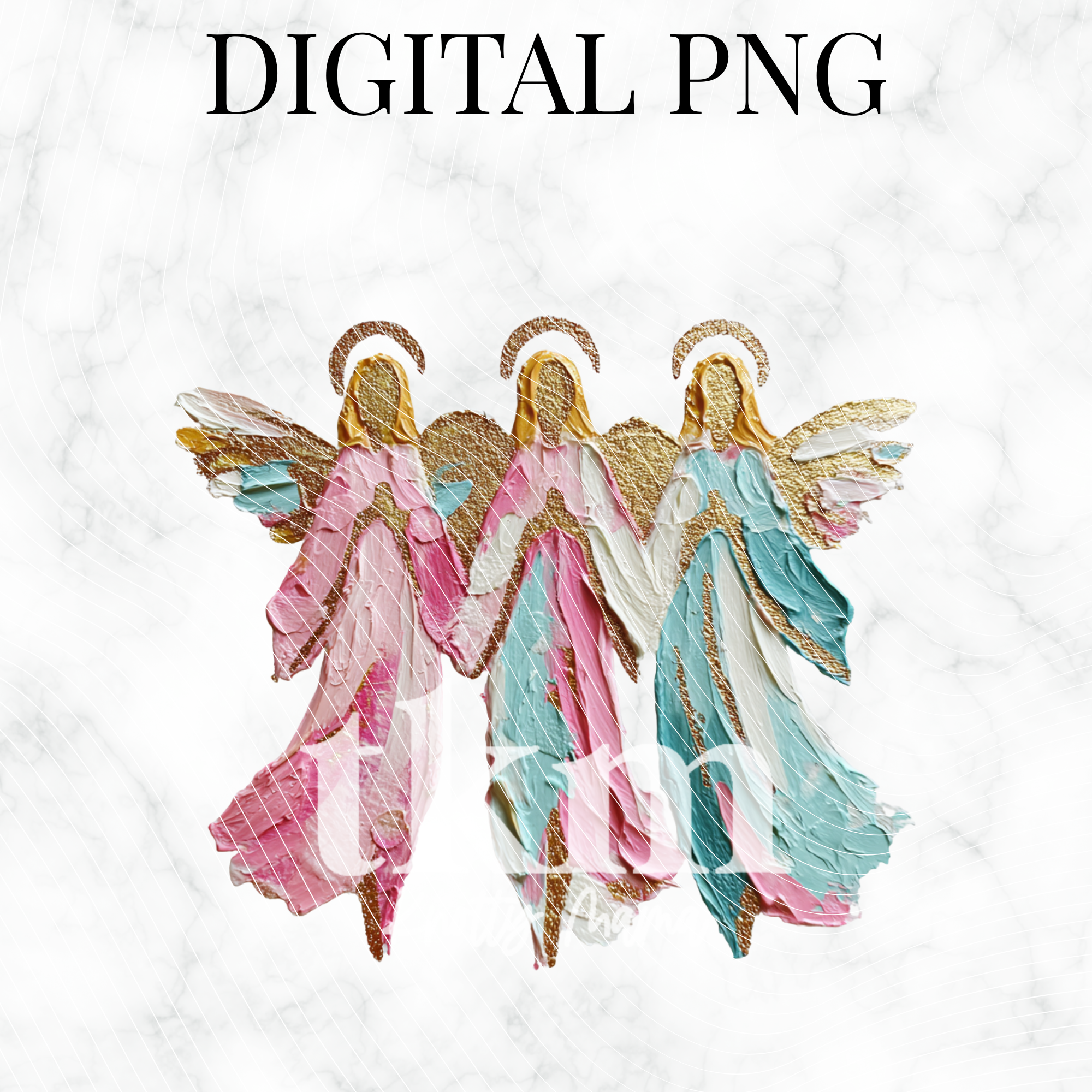 Painted Golden Angels PNG