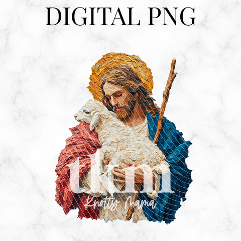 Painted Jesus with Sheep PNG
