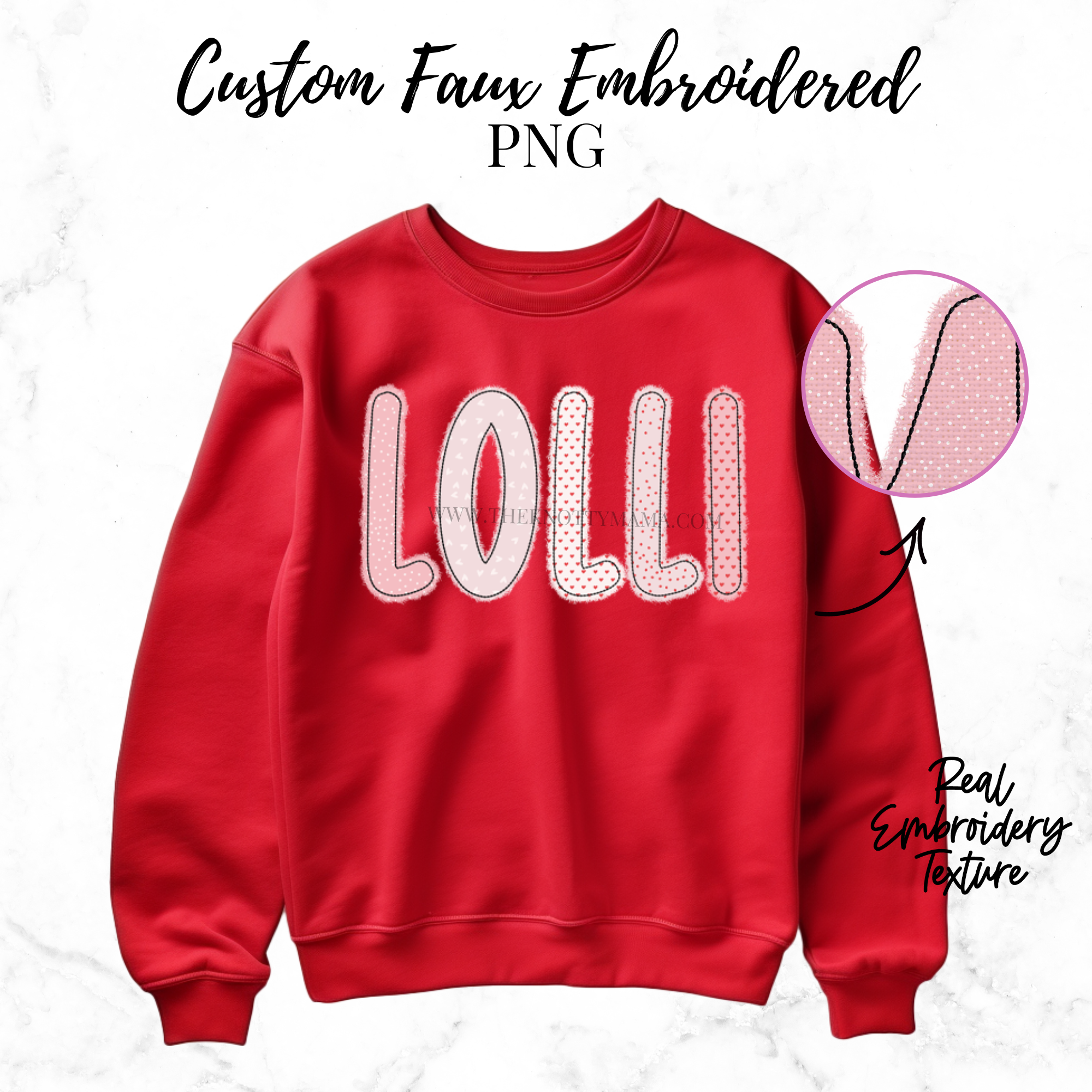 Lolli Faux Applique Pink Heart Scheme PNG