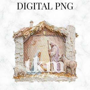 Painted Pastel Nativity Scene PNG