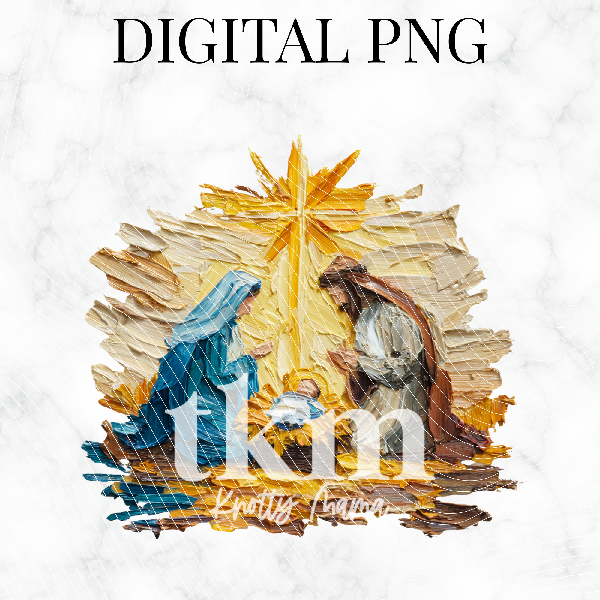 Painted Bright Nativity Scene PNG