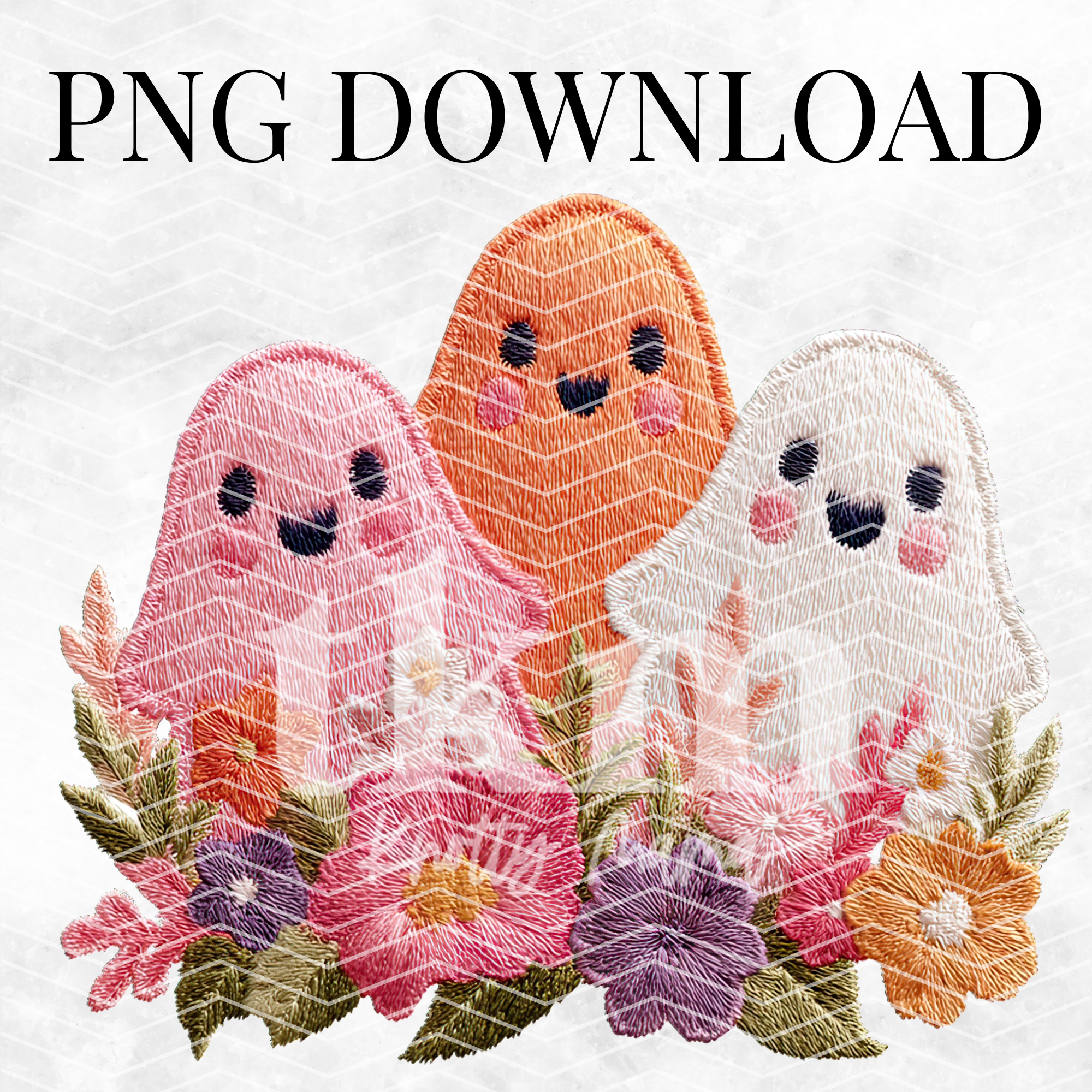 Pastel Floral Ghosts PNG