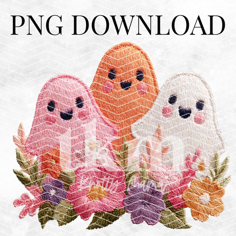 Pastel Floral Ghosts PNG