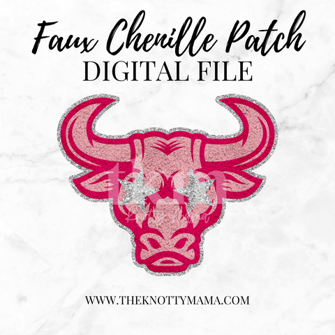 Pink Faux Chenille Bull Mascot PNG