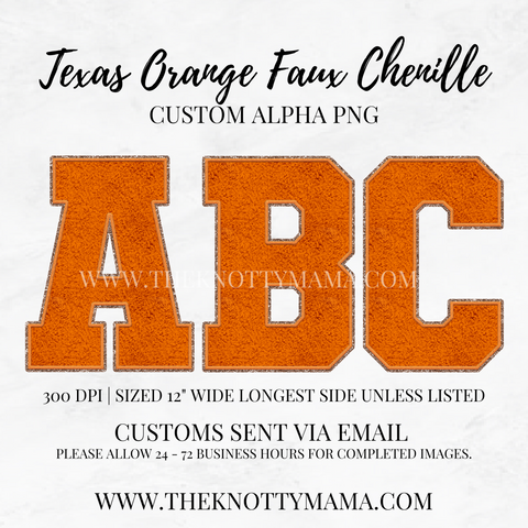 Texas Orange Faux Chenille Custom PNG