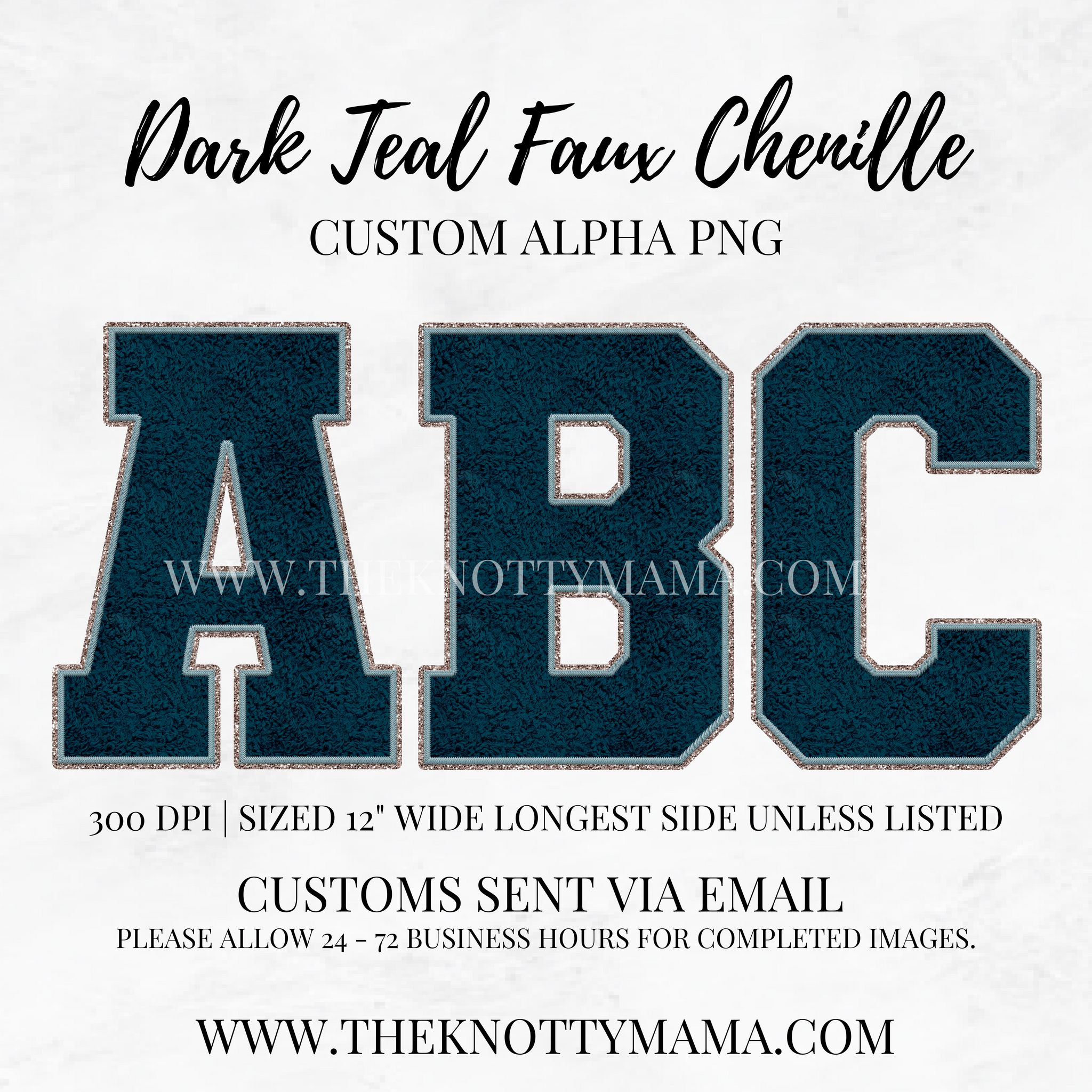 Dark Teal Faux Chenille Custom PNG