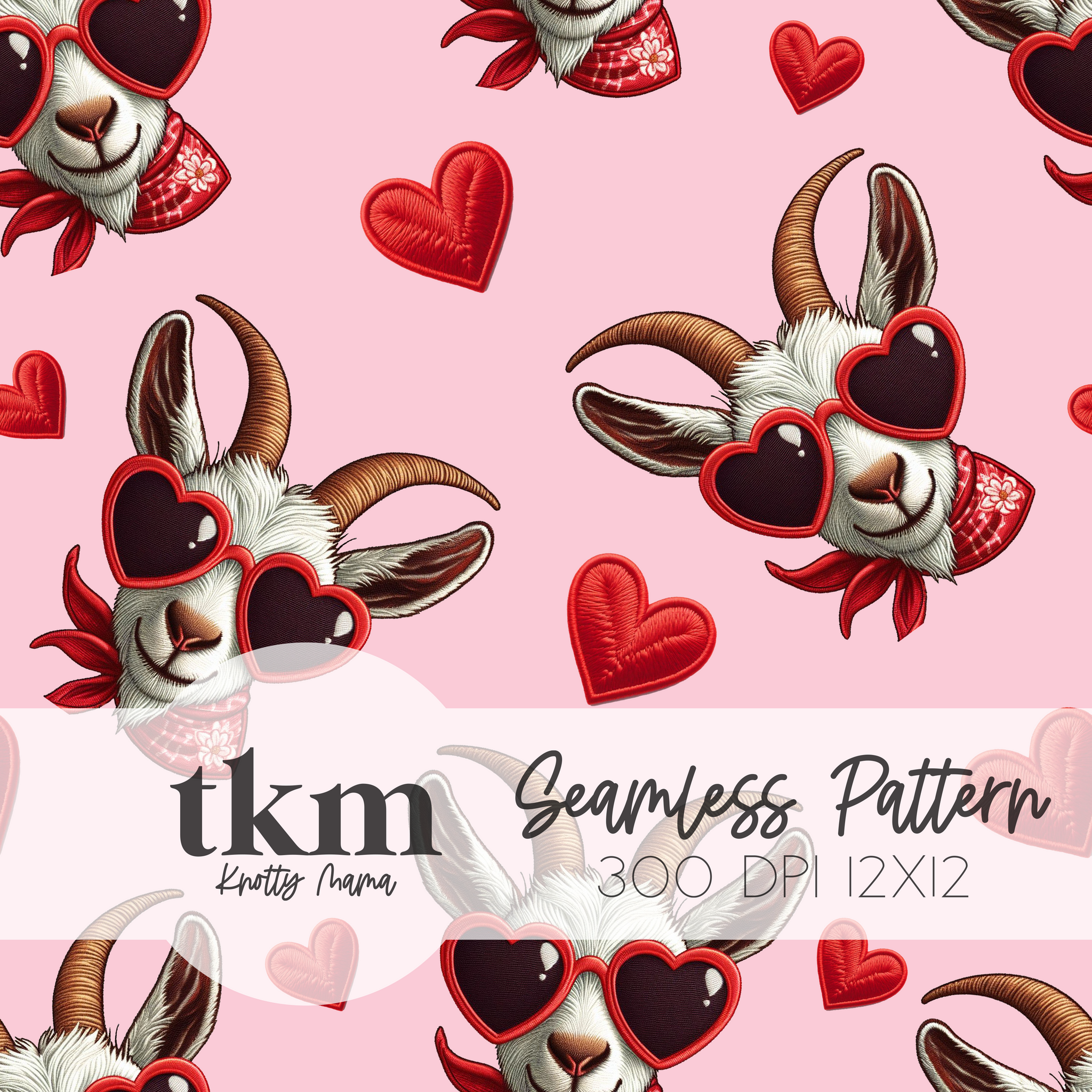 Billy Goat Valentine's Day Seamless Pattern