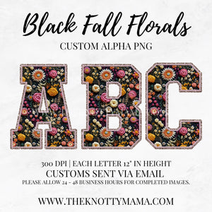 Black Fall Florals Custom PNG