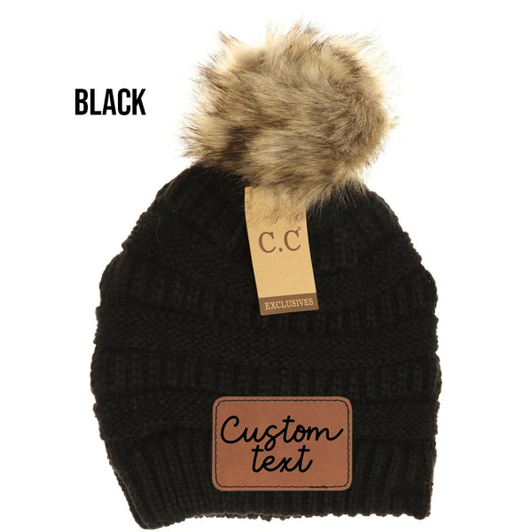 Adult Black Pom CC Beanie