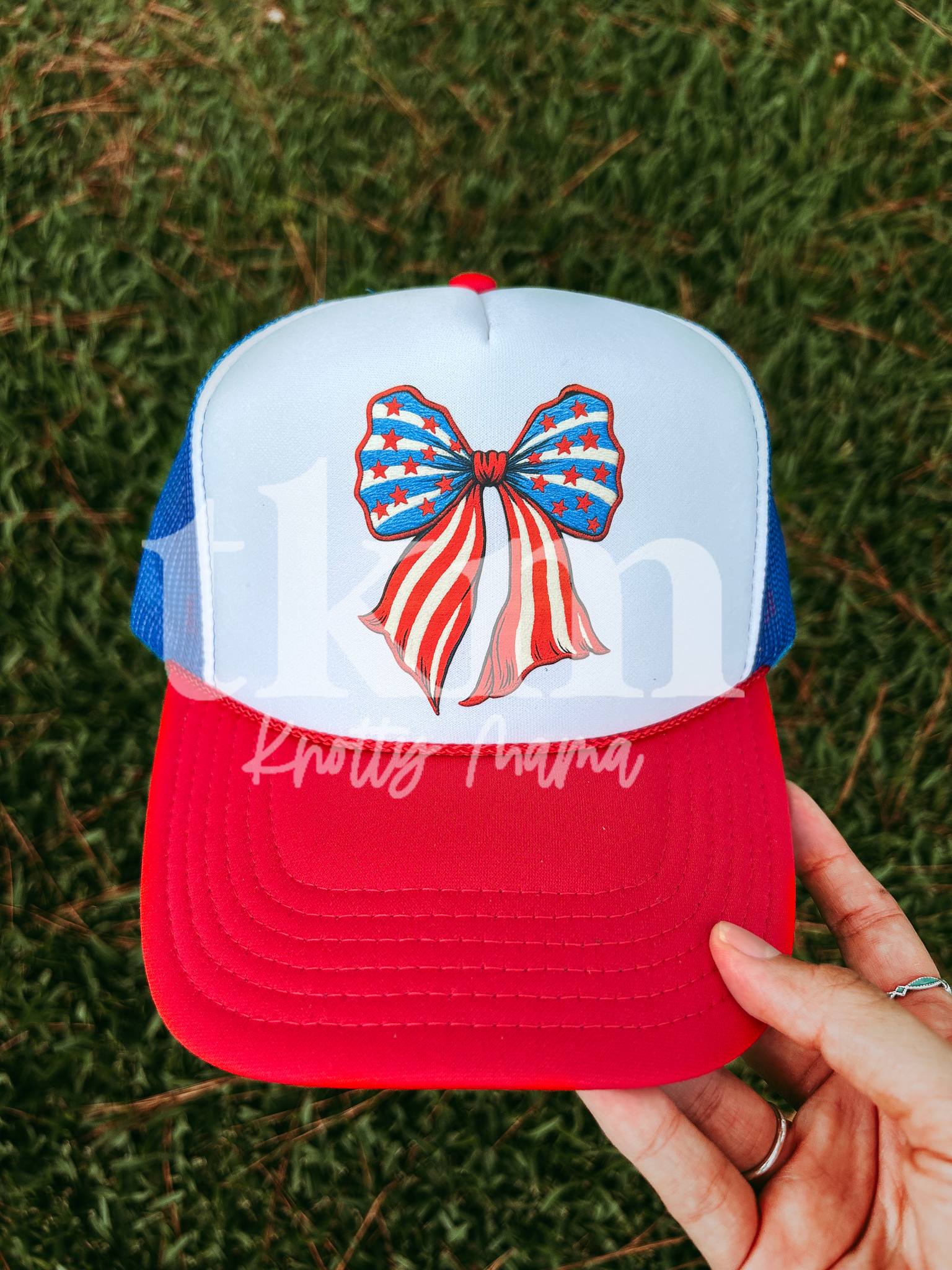Patriotic Bow DTF Hat Transfer