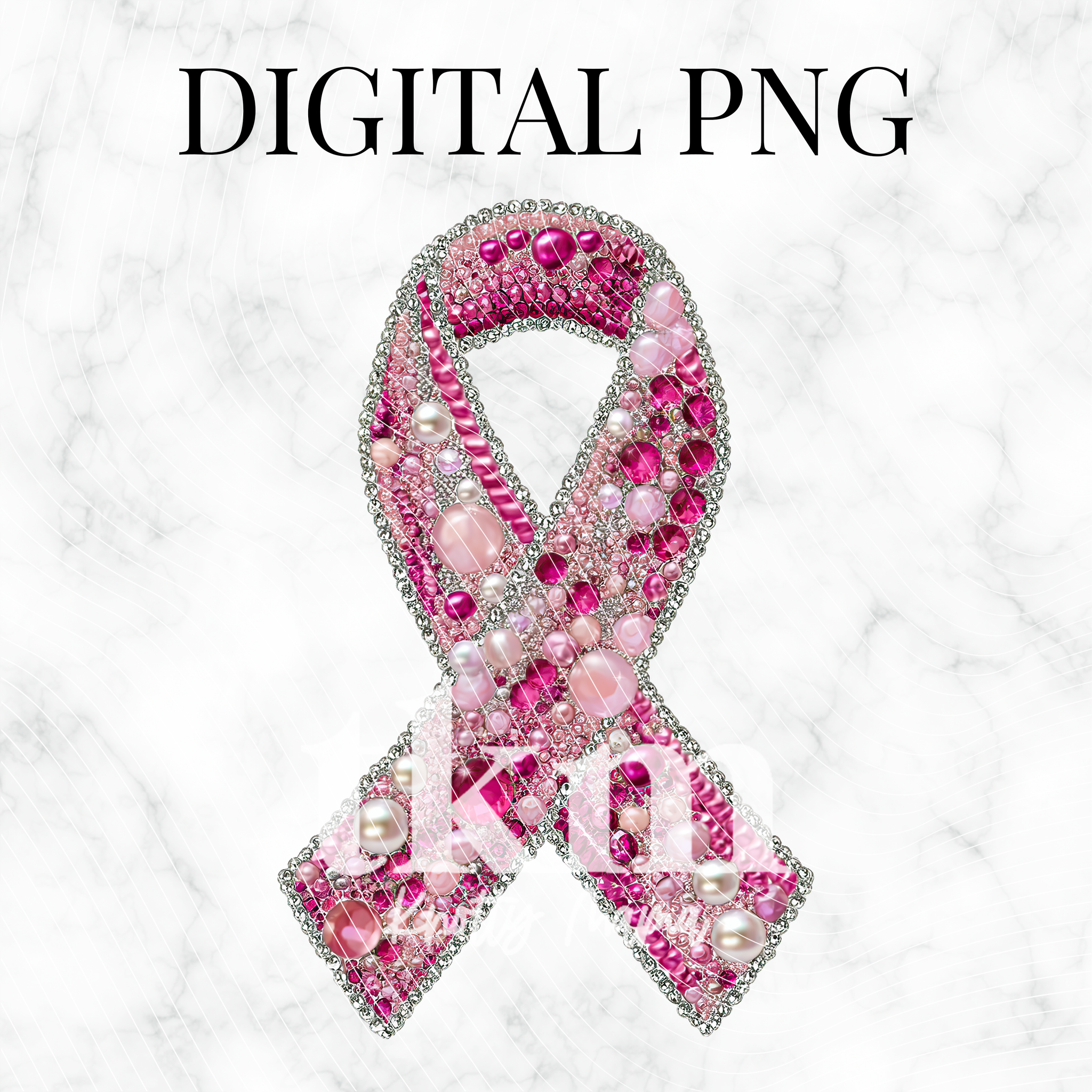 Rhinestone Pink Ribbon PNG
