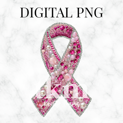 Rhinestone Pink Ribbon PNG
