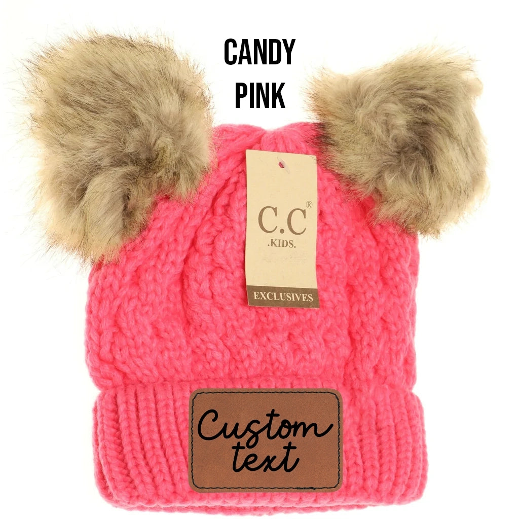 Kid Candy Pink Double Pom CC Beanie