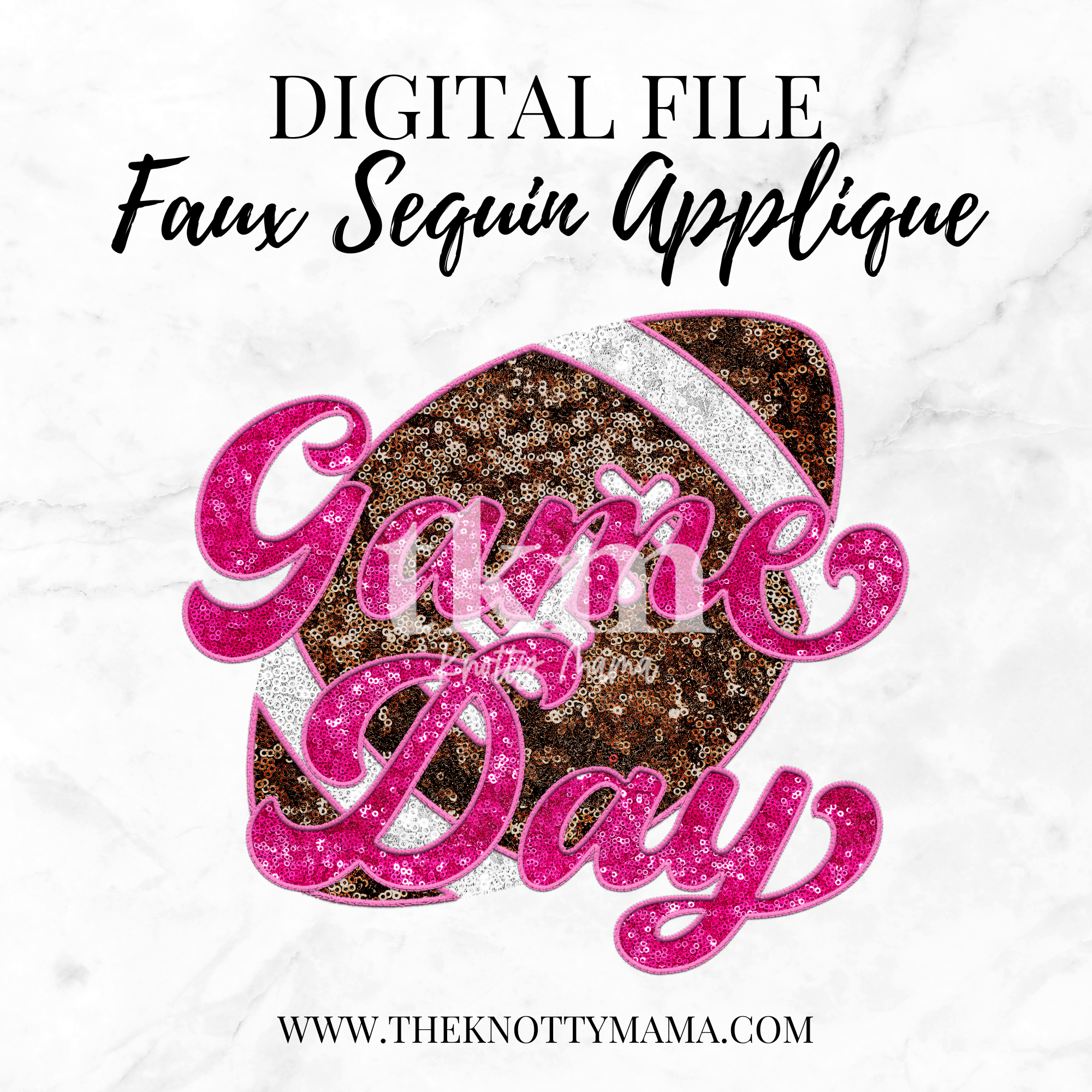 Faux Sequin Pink Game Day PNG