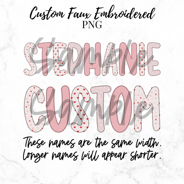 Custom Pink Distressed Valentine's Faux Applique PNG