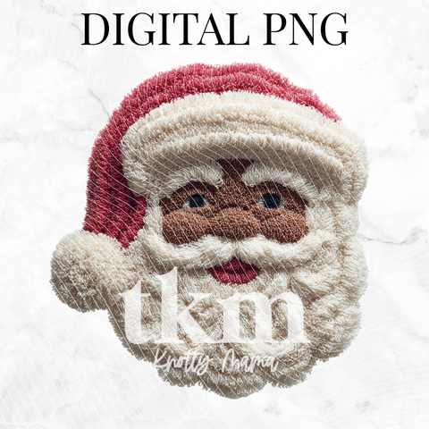 African American Fiber Art Santa PNG