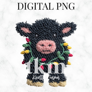 Plush Christmas Angus Cow PNG