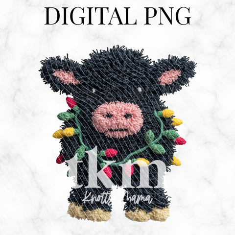 Plush Christmas Angus Cow PNG